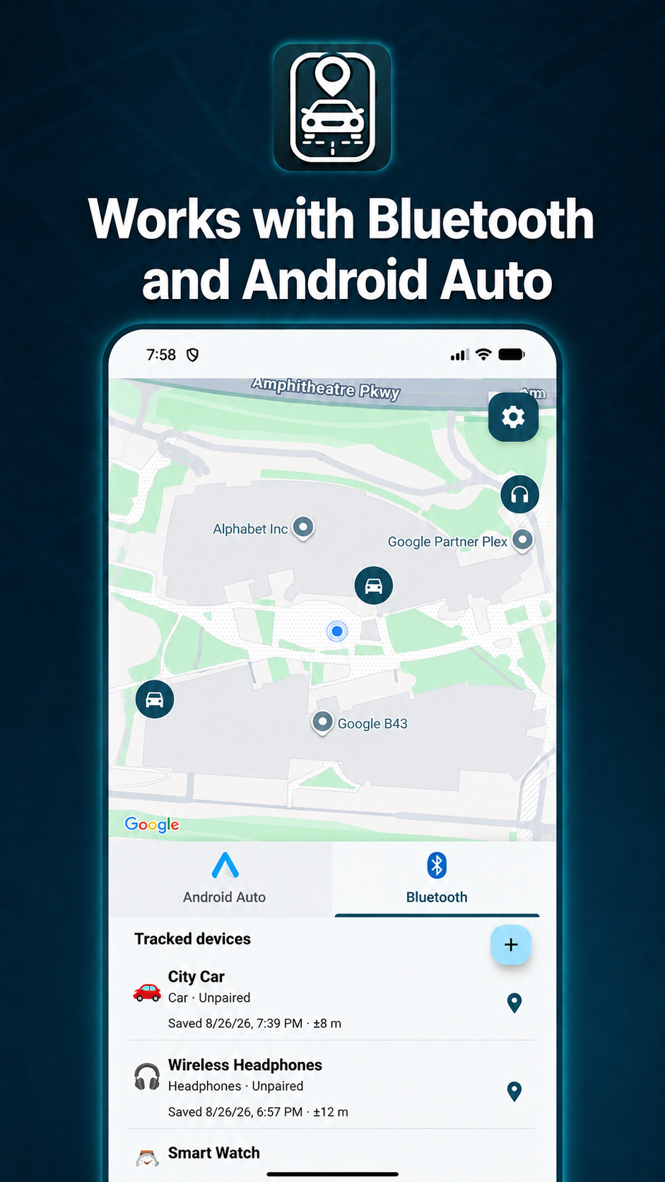 Lost In Lot works with Bluetooth and Android Auto