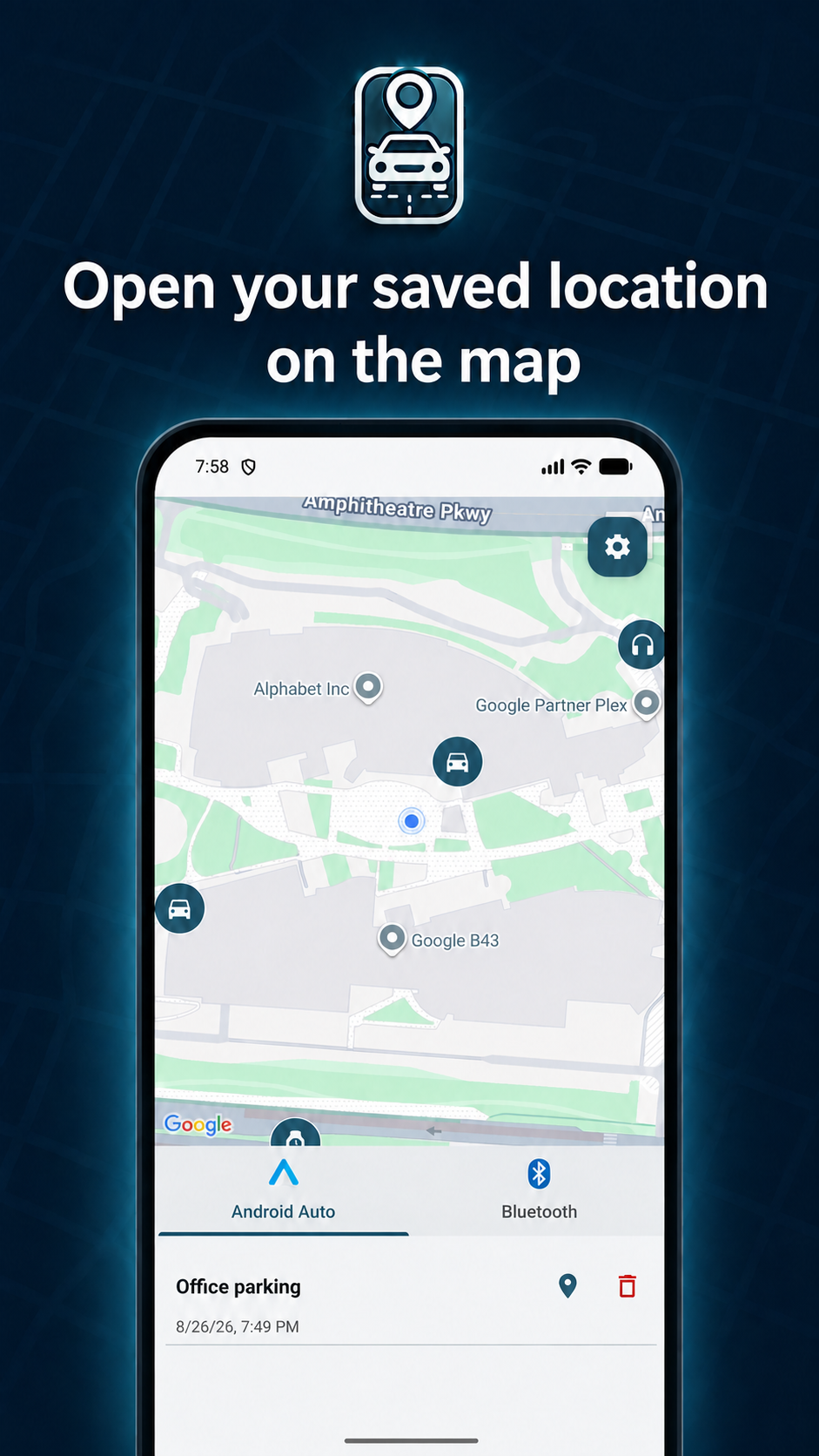 Lost In Lot opens a saved location on the map
